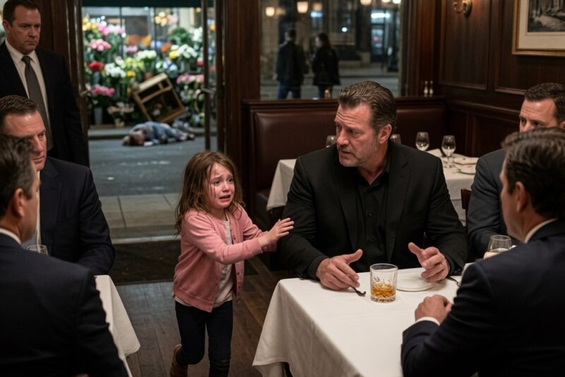 THE LITTLE GIRL DIDN’T KNOW SHE HAD RUN INTO THE MOST DANGEROUS RESTAURANT IN CHICAGO. SHE ONLY KNEW HER MAMA WAS ON THE FLOOR OF THE FLOWER SHOP, NOT MOVING, WHILE THE MEN WHO HRT HER WALKED AWAY LAUGHING. SO SHE GRABBED THE SLEEVE OF A MAFIA BOSS AND SOBBED, “PLEASE… THEY’RE B3ATING MY MAMA.”