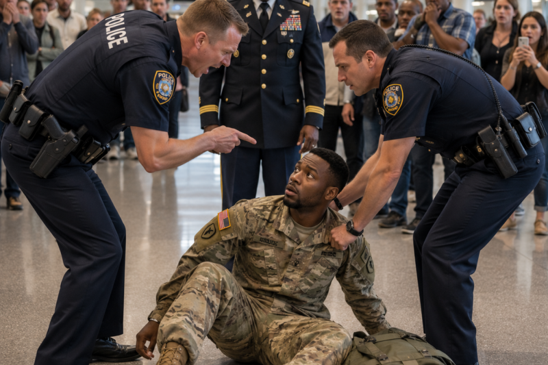 PART2: COPS HUMILIATED A BLACK RETURNING SOLDIER AT THE AIRPORT — HIS GENERAL WAS STANDING RIGHT BEHIND THEM