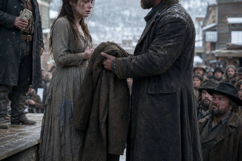 They Auctioned a Barefoot Widow in the Snow—Then the Silent Mountain Man Paid Fifty Dollars and Took Her Away
