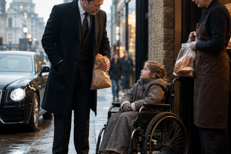 POOR GIRL IN WHEELCHAIR BEGS BILLIONAIRE FOR CRUMBS—HER TEARS CHANGE HIS LIFE FOREVER