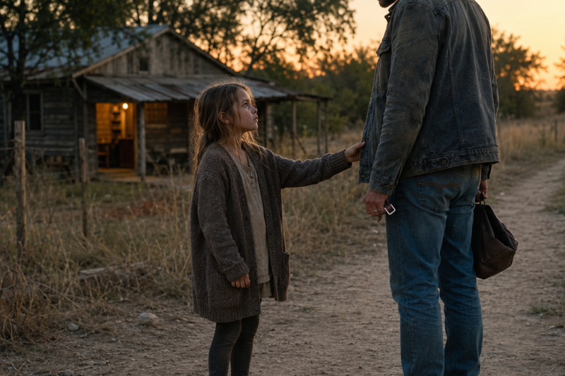 THE LITTLE GIRL DIDN’T ASK THE STRANGER FOR MONEY, FOOD, OR A RIDE. SHE STOOD IN THE MIDDLE OF A DUSTY TRAIL WITH BLEEDING FEET AND SAID, “PLEASE COME HOME WITH ME.” THEN ETHAN COLE WALKED INTO HER CABIN AND FOUND A SECRET THAT MEN HAD BEEN TRYING TO BURY.