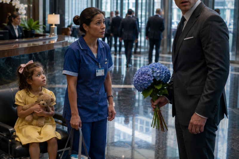 SINGLE MOM TAKES DAUGHTER TO CLEAN AN OFFICE—BILLIONAIRE FREEZES AT WHAT THE LITTLE GIRL SAYS