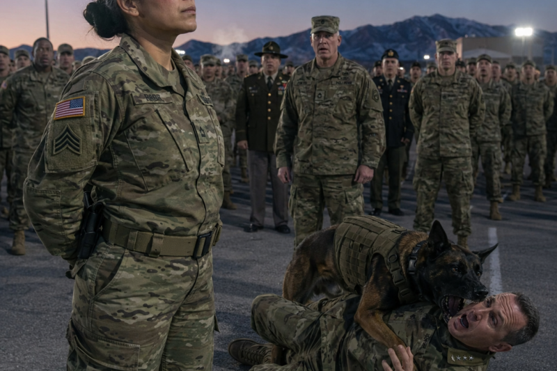 HE HIT HER IN FRONT OF 800 SOLDIERS—THEN HER K9 TOOK HIM DOWN