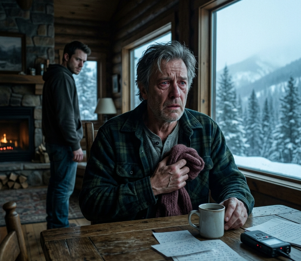 MY SON BROUGHT ME TO THE MOUNTAIN LODGE WITH MY WIFE’S SCARF IN HIS HAND AND TEARS IN HIS VOICE. HE SAID WE NEEDED ONE QUIET WEEKEND TO HEAL, BUT EVERY WORD HE ASKED ME TO SAY WAS BEING TURNED INTO PROOF AGAINST ME. AND BEFORE THE SUN CAME UP, I DISCOVERED HE HADN’T COME TO SAVE HIS FATHER—HE HAD COME TO MAKE SURE NO ONE WOULD BELIEVE HIM.