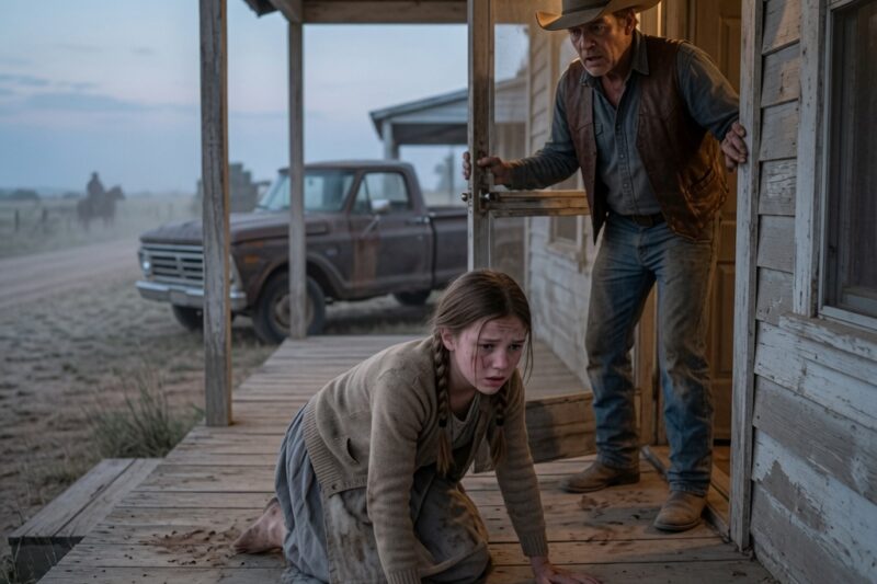 THE LITTLE GIRL DIDN’T KNOCK ON ETHAN WALKER’S DOOR. SHE CRAWLED THROUGH THE DUST, LEFT BLOODY HANDPRINTS ON HIS PORCH, AND WHISPERED, “PLEASE HELP ME.” THEN SHE FAINTED BEFORE SHE COULD TELL HIM THE NAME OF THE MAN RIDING AFTER HER.