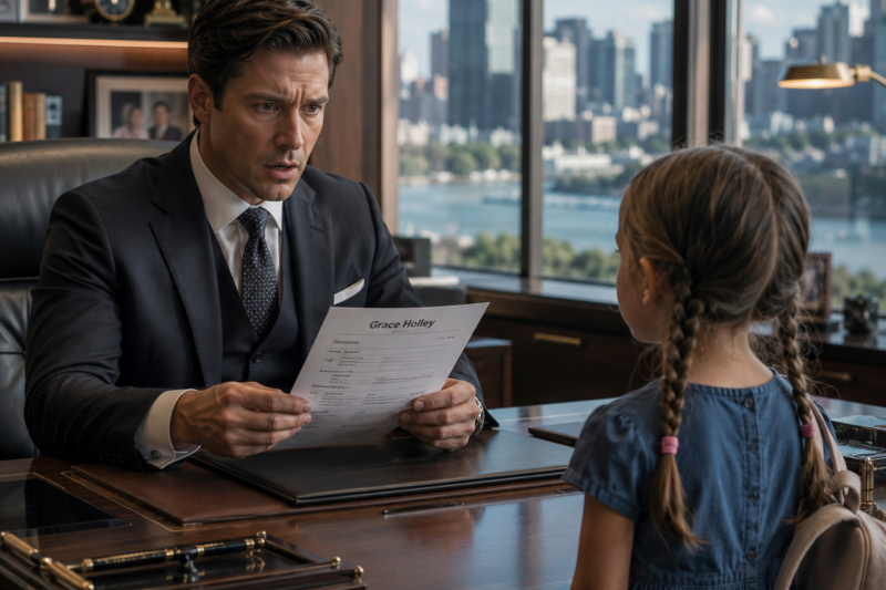A POOR LITTLE GIRL ATTENDS HER MOTHER’S INTERVIEW INSTEAD—THEN THE BILLIONAIRE READS HER RESUME AND FREEZES