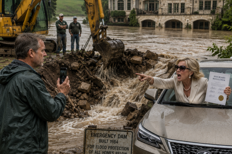 HOA KAREN TORE DOWN MY EMERGENCY DAM—THREE HOURS LATER, HER MANSION WAS UNDERWATER