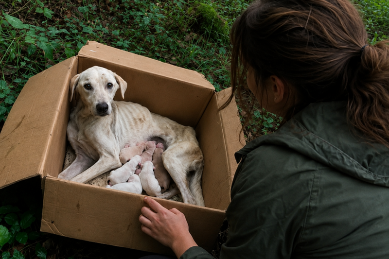 We Found A Sealed Box Deep In The Vermont Woods—Inside Was A Mother Dog Begging Us To Save Her Six Babies
