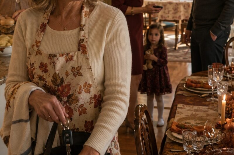 At Thanksgiving, my son’s wife told me to sit in the sunroom like I was an extra chair she could pull out only when useful. I had paid for the turkey, cooked the meal, helped buy the house, and spent years driving four hours just to hold my granddaughter while everyone else lived their busy lives. So I wiped my hands on a dish towel, looked at the family table I had been pushed away from, took my keys from my purse, and finally chose myself.