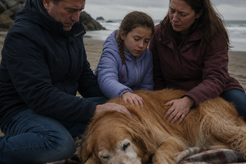 Thirteen years of loyalty, one last morning on the beach, and what this golden retriever did with his own two paws after everyone had already said goodbye