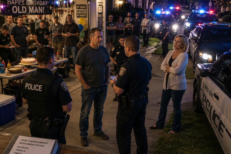 HOA KAREN CALLED THE COPS ON MY GARAGE PARTY—SHE DIDN’T EXPECT HALF THE PRECINCT TO SHOW UP AND EXPOSE HER WHOLE POWER TRIP