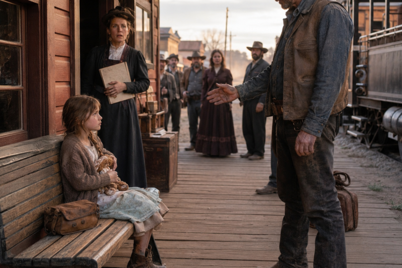 “NOBODY PICKED ME,” THE ORPHAN GIRL WHISPERED. SHE WAS THE LAST CHILD LEFT ON THE TRAIN BENCH. THEN A QUIET COWBOY RAISED HIS HAND AND SAID, “MINE.”