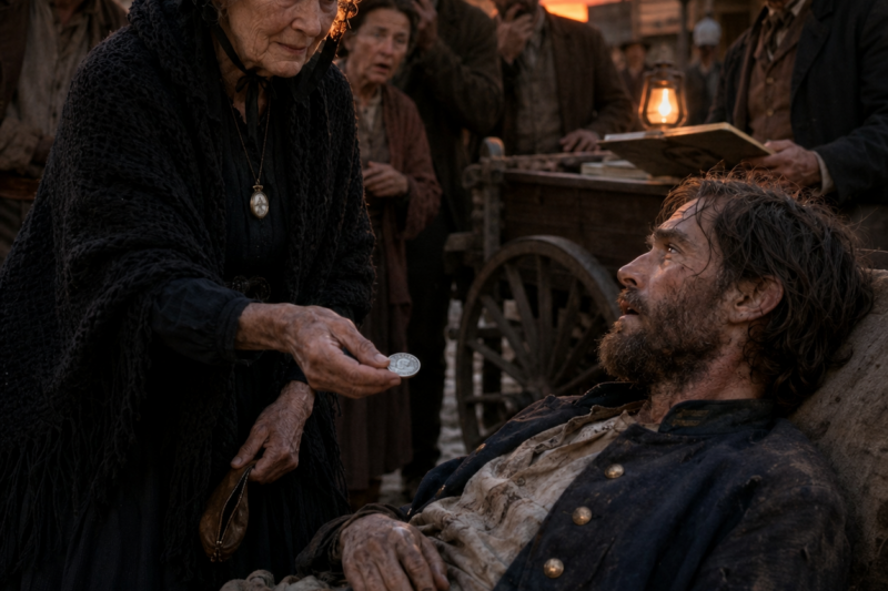 THE WIDOW ONLY HAD ONE SILVER DOLLAR LEFT. SHE USED IT TO BUY A DYING SOLDIER EVERYONE ELSE LAUGHED AT. THEN HE OPENED HIS EYES AND WHISPERED, “YOUR HUSBAND WAS MY BROTHER.”