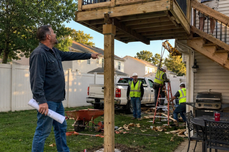 HE BUILT A BALCONY OVER MY BACKYARD WHILE I WAS GONE FOR ONE WEEK. WHEN I ASKED WHY HIS SUPPORT POST WAS SITTING IN MY GRASS, HE SMILED AND SAID, “IT’S JUST AIRSPACE.” SO I CALLED THE CITY, AND THIRTY DAYS LATER, HIS DREAM BALCONY CAME DOWN PIECE BY PIECE.
